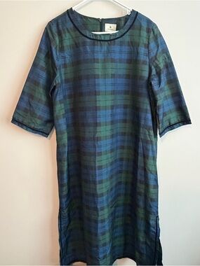 Tuckernuck Jamie Blackwatch Plaid Midi Dress XXL Velvet Trim Preppy Chic